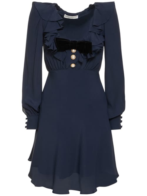Alessandra Rich: Minivestido acampanado con volantes