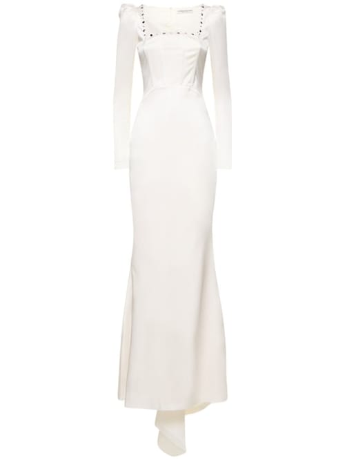 Alessandra Rich: Vestido largo de seda con cristales