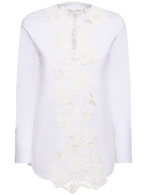 Oscar De La Renta: 花朵刺绣棉质衬衫