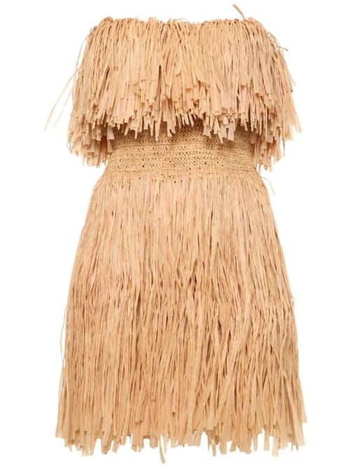 Oscar De La Renta: Strapless mini dress with fringe