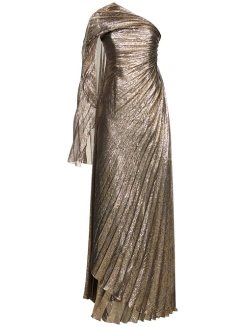 Oscar De La Renta: Plissiertes One-Shoulder-Abendkleid