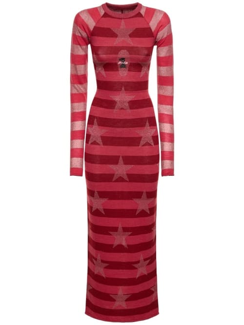 Cormio: Abito lungo in misto lana jacquard