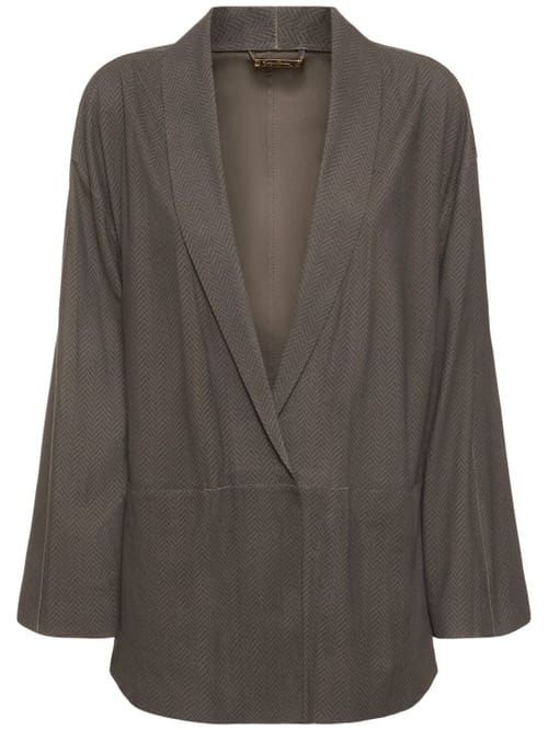 Giorgio Armani: 单排扣麂皮夹克