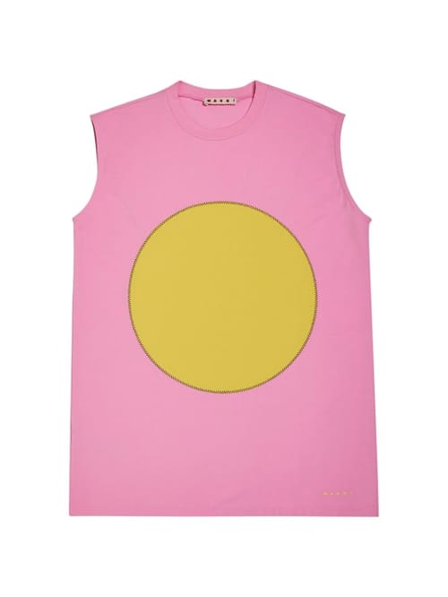 Marni Junior: 刺绣棉质平纹针织衬衫裙