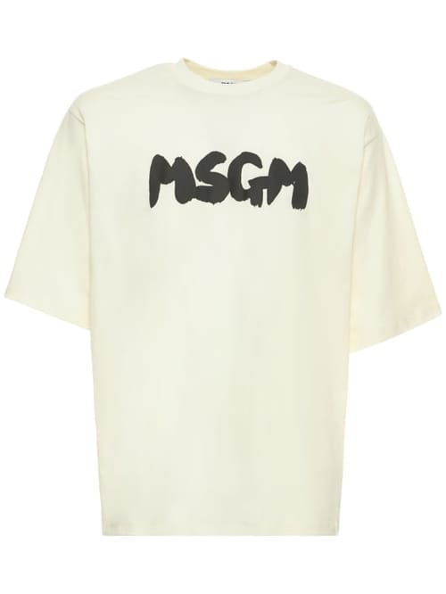 MSGM: Logo印花棉质平纹针织T恤