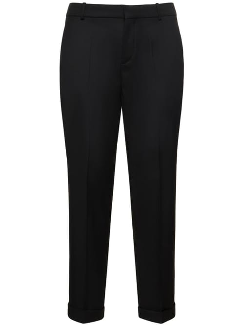 Balmain: 精裁直筒羊毛裤子