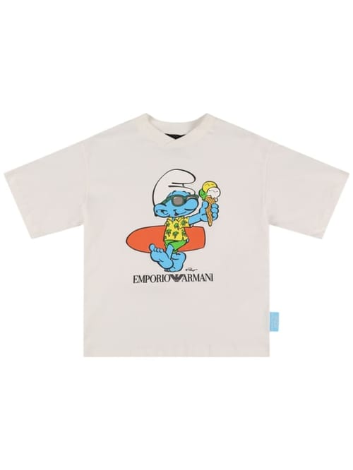 Emporio Armani: Smurfs棉质平纹针织T恤