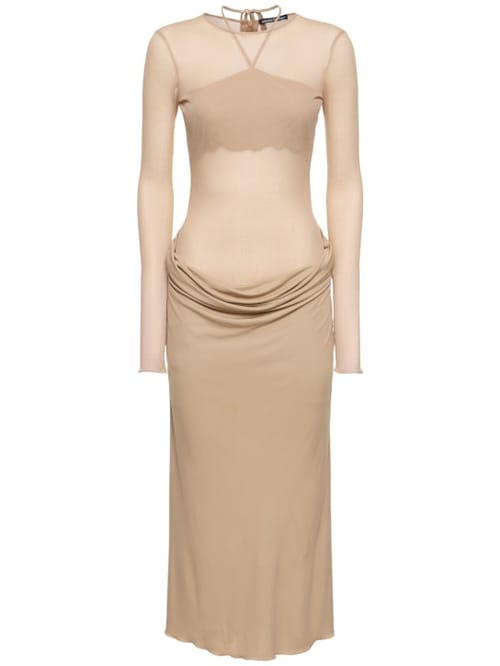Andreadamo: Draped knit maxi dress