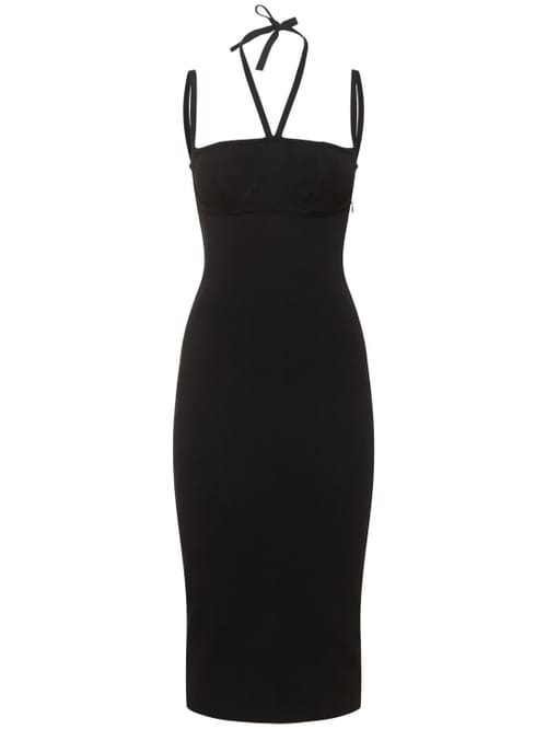 Andreadamo: Ribbed knit balconette midi dress