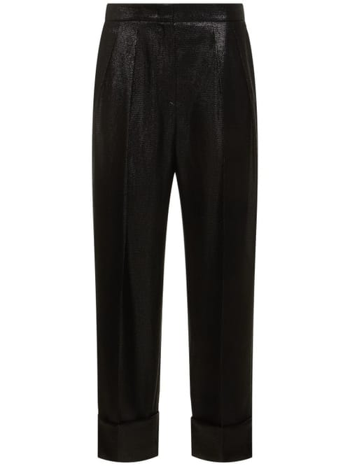 Giorgio Armani: 光滑纹理金银丝高腰裤子