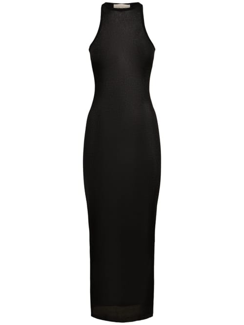 Fleur Du Mal: 透明针织工字背粘胶纤维迷笛连衣裙