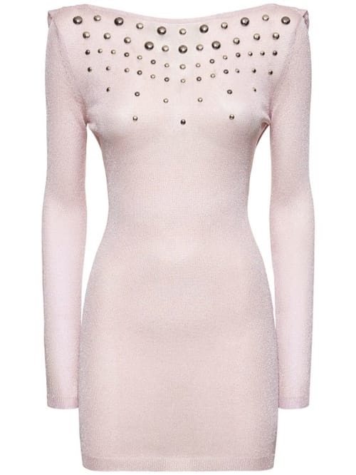 Alessandra Rich: Minidress in maglia con borchie