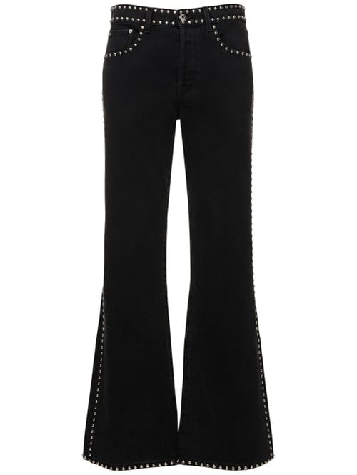 Lanvin: 刺绣铆钉喇叭腿牛仔裤