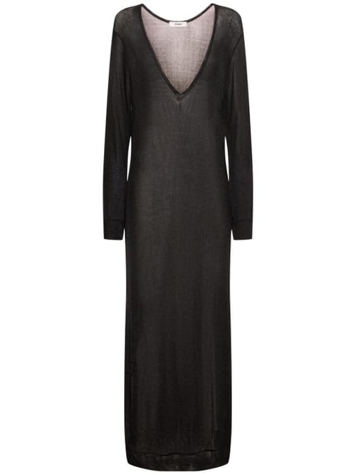 Interior: Vestito lungo in maglia con scollo a V