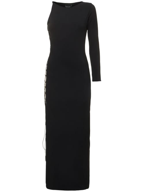 Leslie Amon: Vestido largo asimétrico de punto elástico
