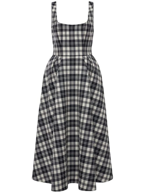 Alessandra Rich: Virgin wool checked midi dress