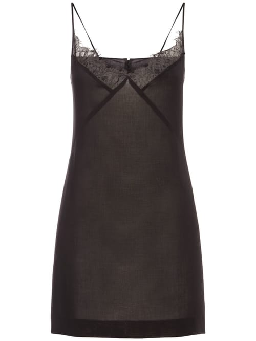 Blumarine: Virgin wool mini dress with lace