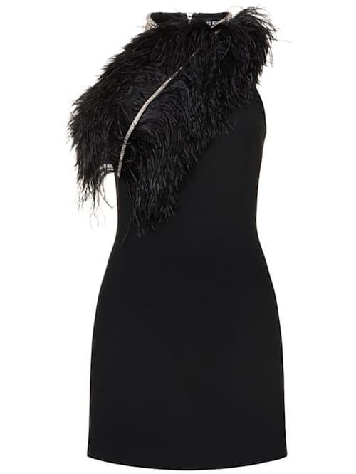 David Koma: Miniabito con piume e cristalli
