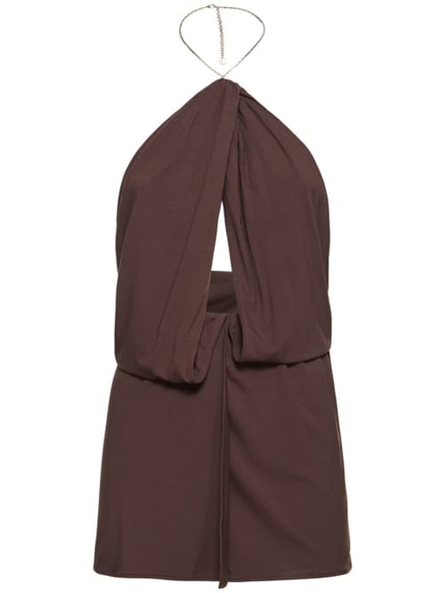 The Attico: Halterneck jersey mini dress