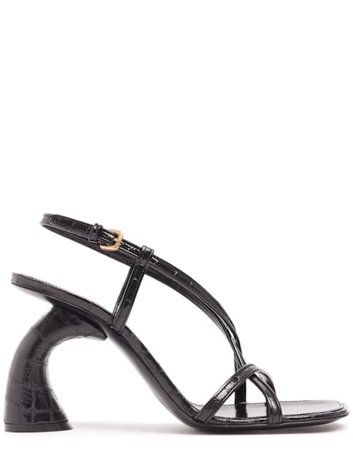 Dries Van Noten: 95毫米金属色皮革凉鞋