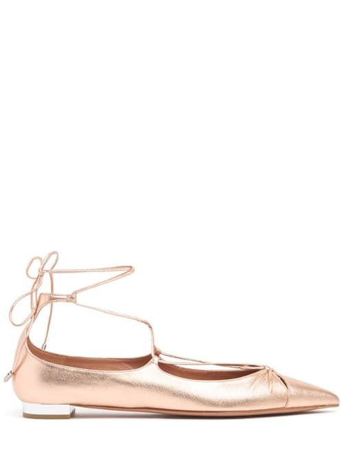 Aquazzura: 10毫米Gabi金属色皮革芭蕾平底鞋