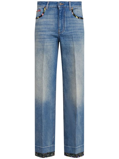 Valentino: 高腰粘胶纤维直筒牛仔裤