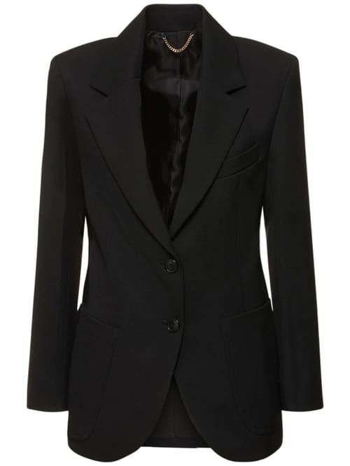 Victoria Beckham: 贴片口袋羊毛混纺西服夹克
