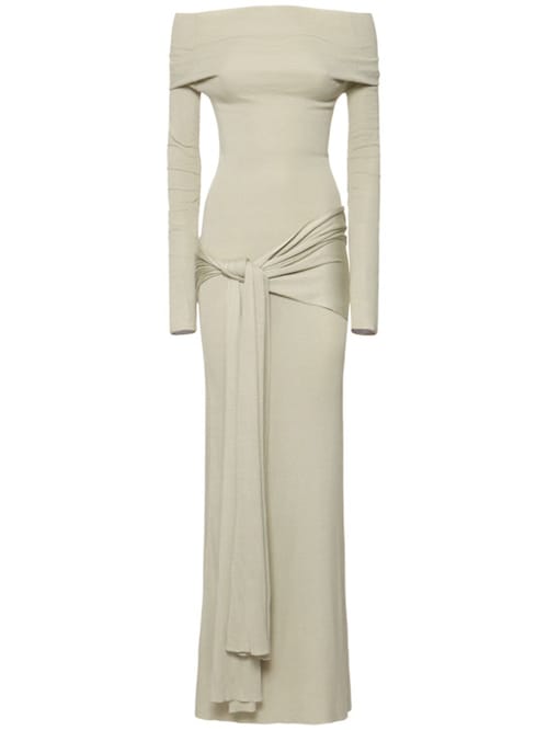 Aya Muse: Vestido largo de punto de seda con drapeado