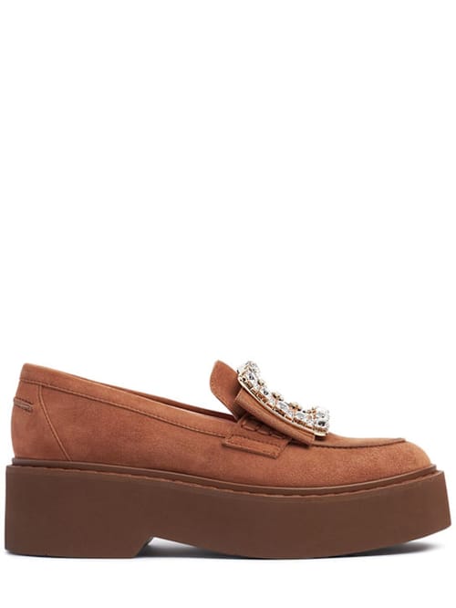 Roger Vivier: 50毫米Viv Rangers Strass麂皮乐福鞋