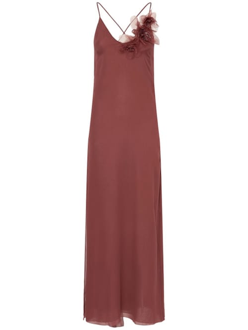 Blumarine: Long dress with floral appliqu 