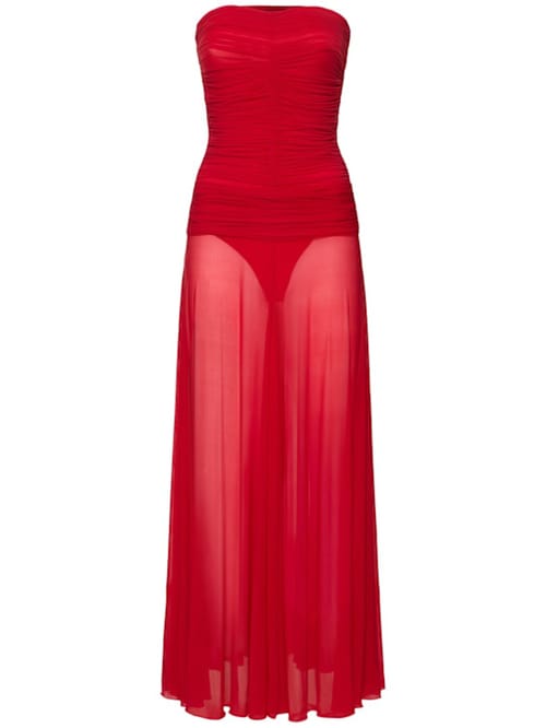 Magda Butrym: Abito lungo in cupro con bustier arricciato