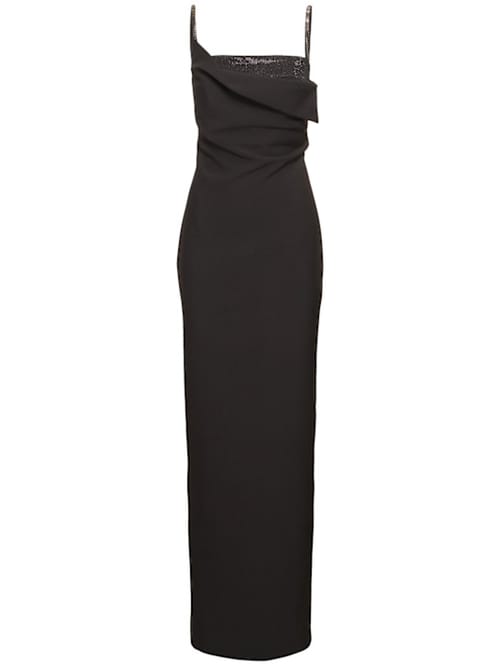 Roland Mouret: Abito lungo in crêpe con cristalli