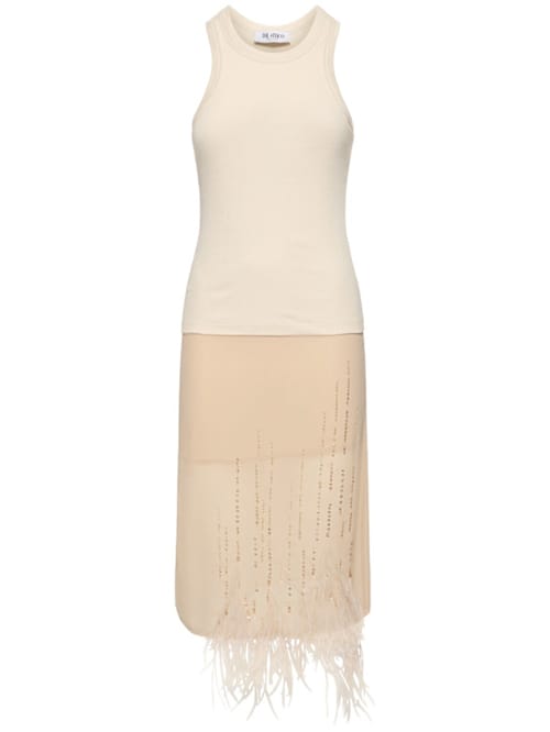 The Attico: Midi dress with feathers and beadwork