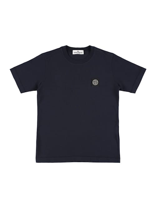 Stone Island Junior: Logo棉质平纹针织T恤
