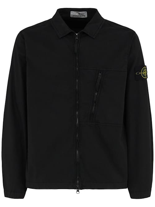 Stone Island: 弹性棉斜纹衬衫
