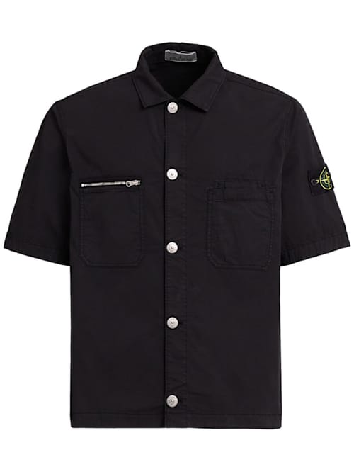 Stone Island: 弹力棉斜纹衬衫