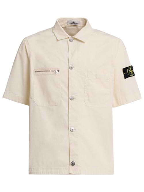 Stone Island: 弹性棉斜纹衬衫