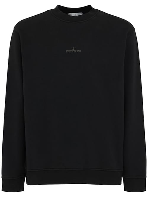 Stone Island: Felpa in cotone con stampa posteriore