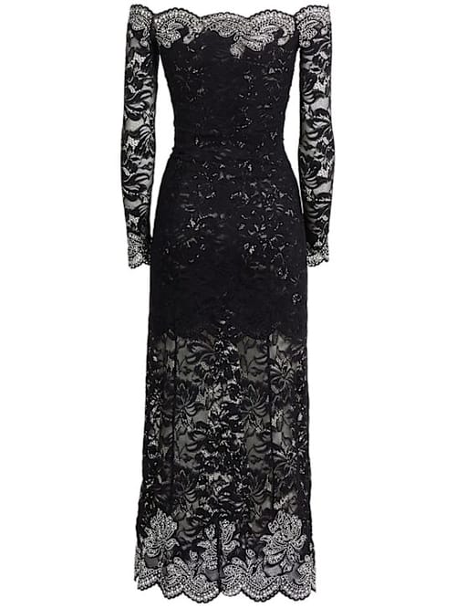 Rabanne: Off-the-shoulder long dress with studs