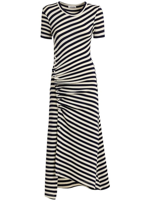 Rabanne: Vestito midi in lana vergine drappeggiato