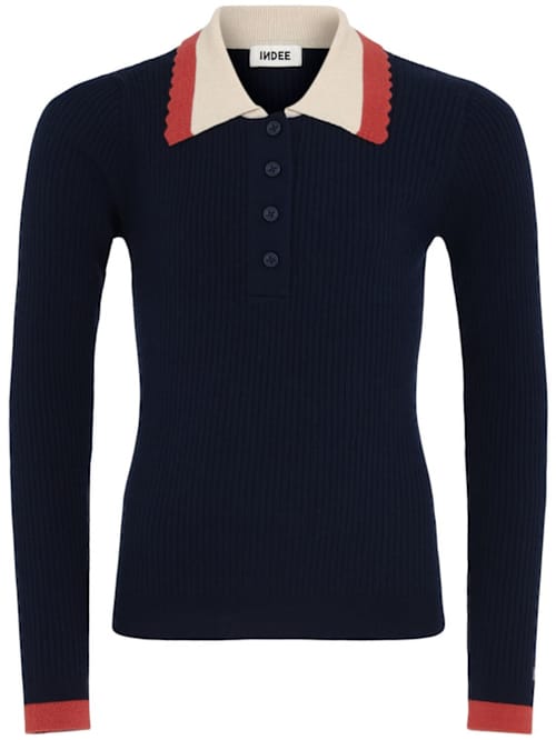 INDEE: Polo-Pullover aus Rippstrick
