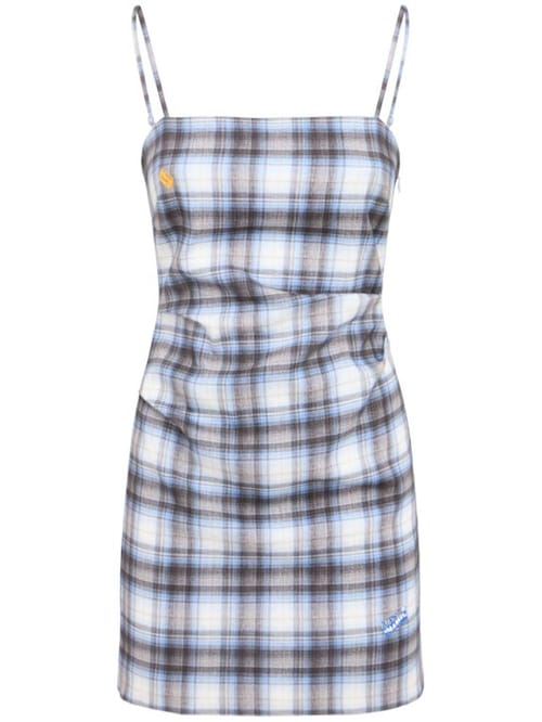 Acne Studios: Linen-blend check mini dress