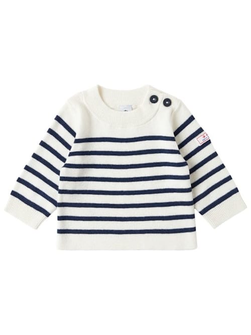 Petit Bateau: Gestreifter Pullover aus Wolle und Baumwolle