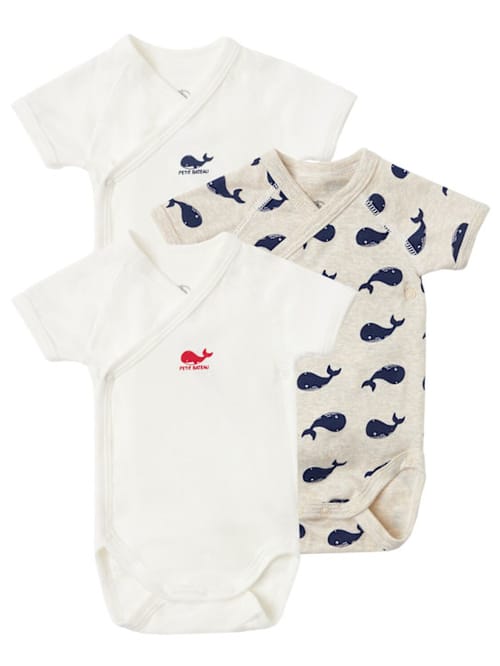 Petit Bateau: 3件印花棉婴儿连体衣套装