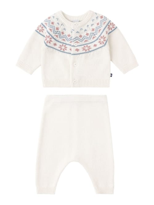 Petit Bateau: 针织羊毛混纺开襟毛衣和裤子