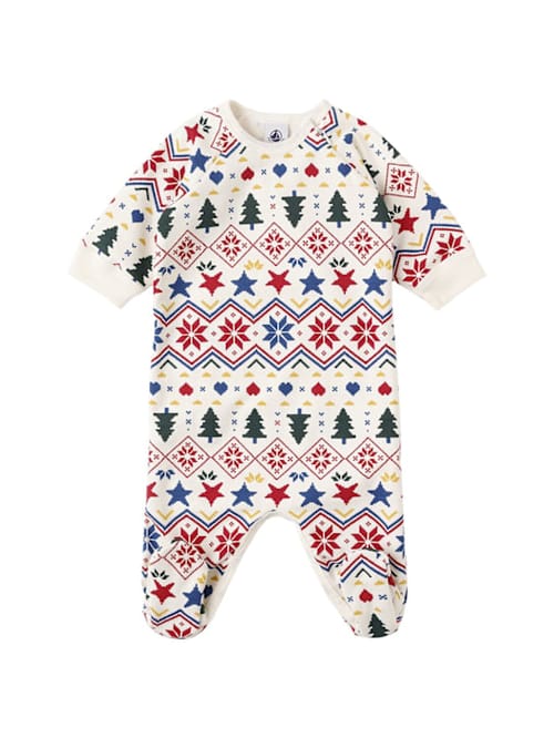 Petit Bateau: 假日印花棉质针织连体衣