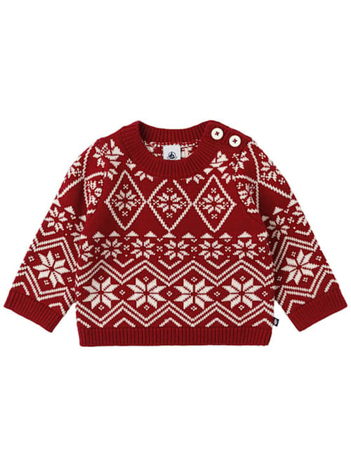 Petit Bateau: Jacquard-Pullover aus Wolle und Baumwolle