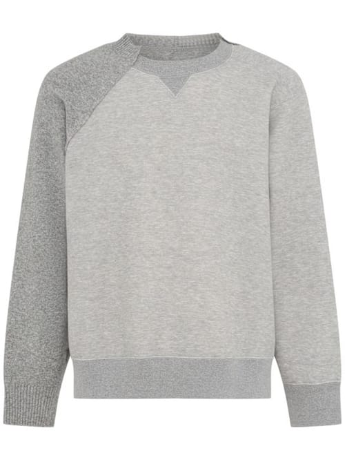Sacai: 夹克领配对比袖子的卫衣