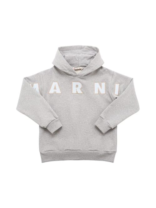 Marni Junior: 带有标志和帽子的棉质连帽衫