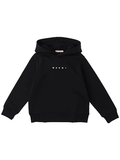 Marni Junior: 带印花和帽子的棉质卫衣